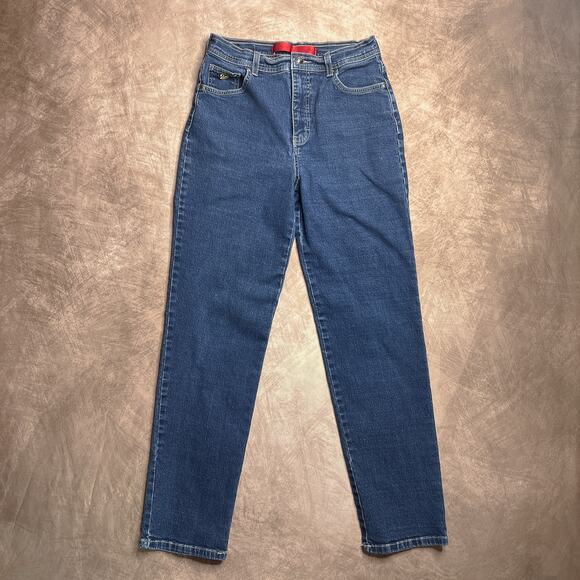 Vintage 90s Gloria Vanderbilt High Rise Jeans Swan Logo Boyfriend Blue Denim - Picture 1 of 9